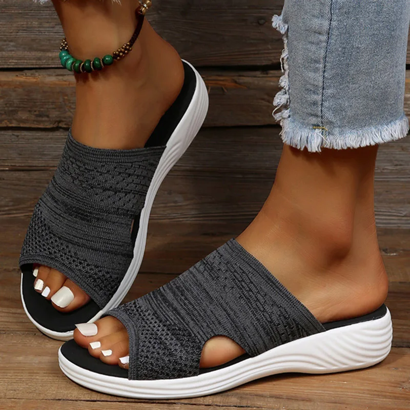 Women Sandals Indoor Outdoor Summer Shoes For Women Low Heels Sandals Elastic Force Slippers Summer Sandals Female Heeled Shoes