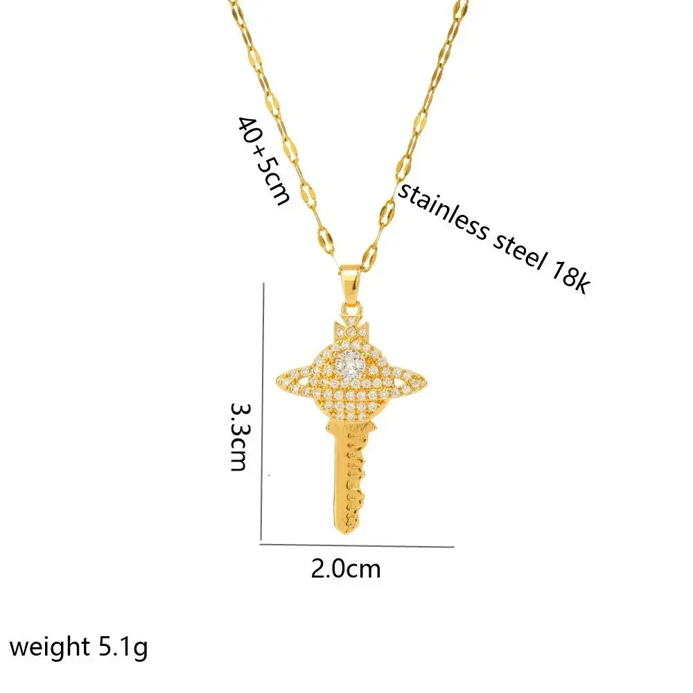 قلادة مفاتيح بتصميم أوروبي وأمريكي عصري من الزركون، سيدة زحل من الفولاذ المقاوم للصدأ الأكثر مبيعًا