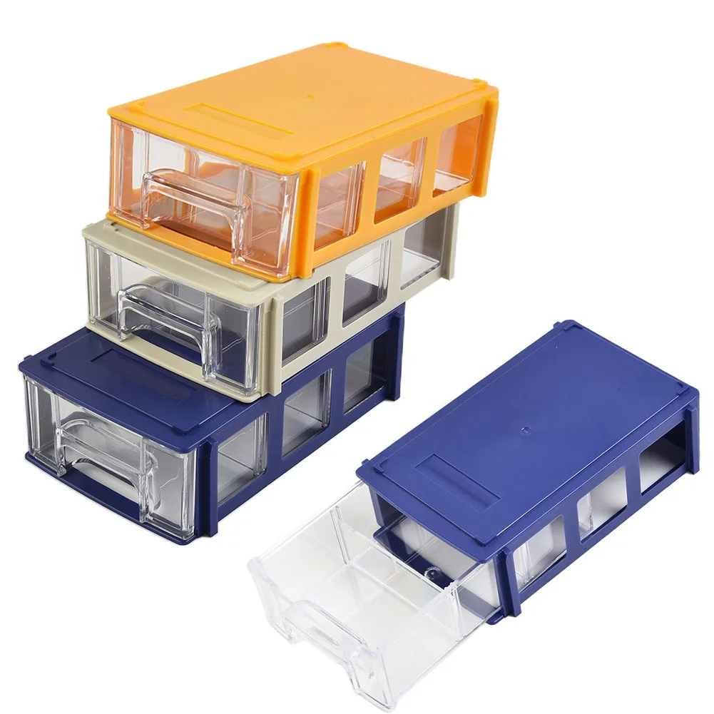 2pcs Storage Box Stackable Component Screws Toolbox PE Hardware Parts Storage Box 140x90x40mm Tool Bag Tool Case Drawer-type Box
