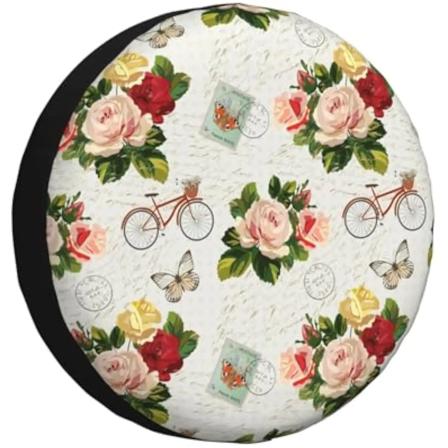 

Vintage Rose Bicycle Tire Cover Waterproof Spare Wheel Cover Universal Fit All-Weather Protection