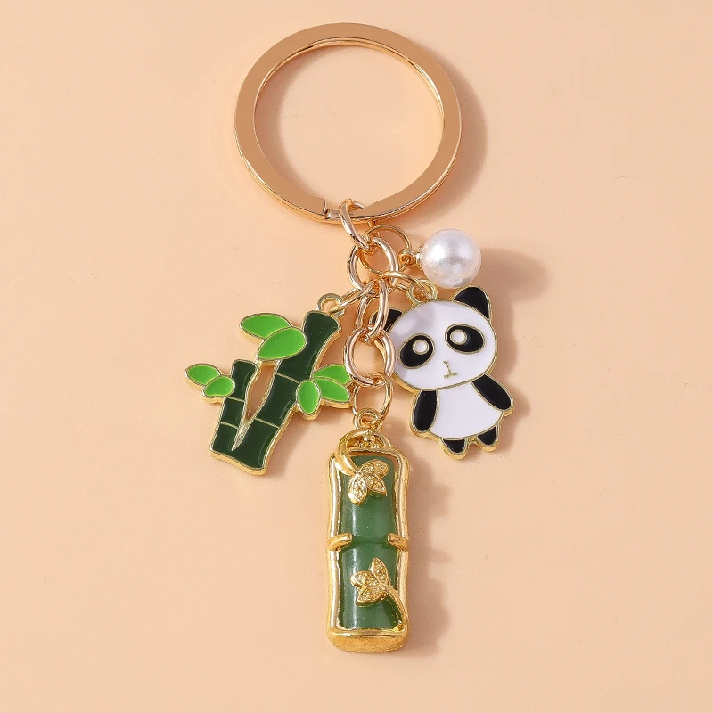 سلسلة مفاتيح باندا جميلة من المينا للرجال والنساء ، حلقة مفاتيح من الخيزران ، حامل مفتاح سيارة ، قلادة حقيبة يد ، هدية مجوهرات يدوية الصنع #4
