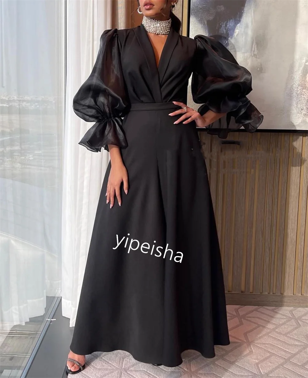 Customized Jiayigong Sparkle  Prom Jersey Ruched Homecoming A-line V-neck Bespoke Occasion Gown Midi Dresses