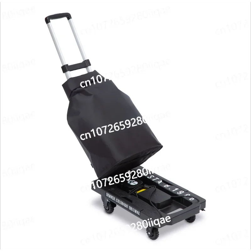 Functional folding trolley universal wheel tie rod flatbed car with foot brake moving