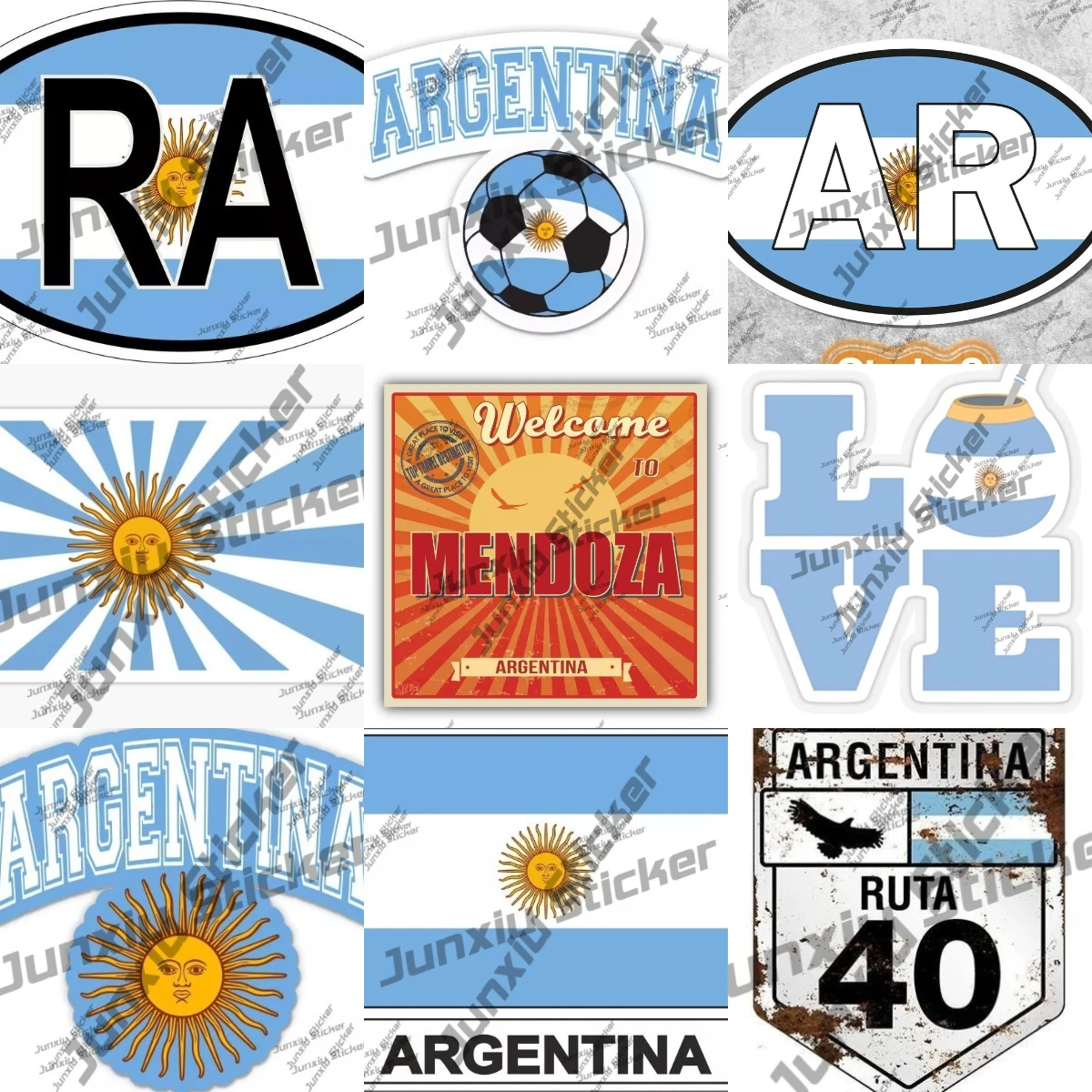Argentina South America Vinyl Sticker Argentina Sun Oval Flag Country Code Ra Decal Waterproof Trolley Case Motorcycle Accessori