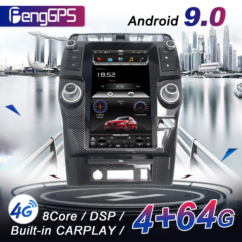 13.6Inch Carplay Android Car Radio For Toyota 4Runner 2009-2019 DSP Multimedia Player GPS Navigation Auto Stereo Audio Head Unit