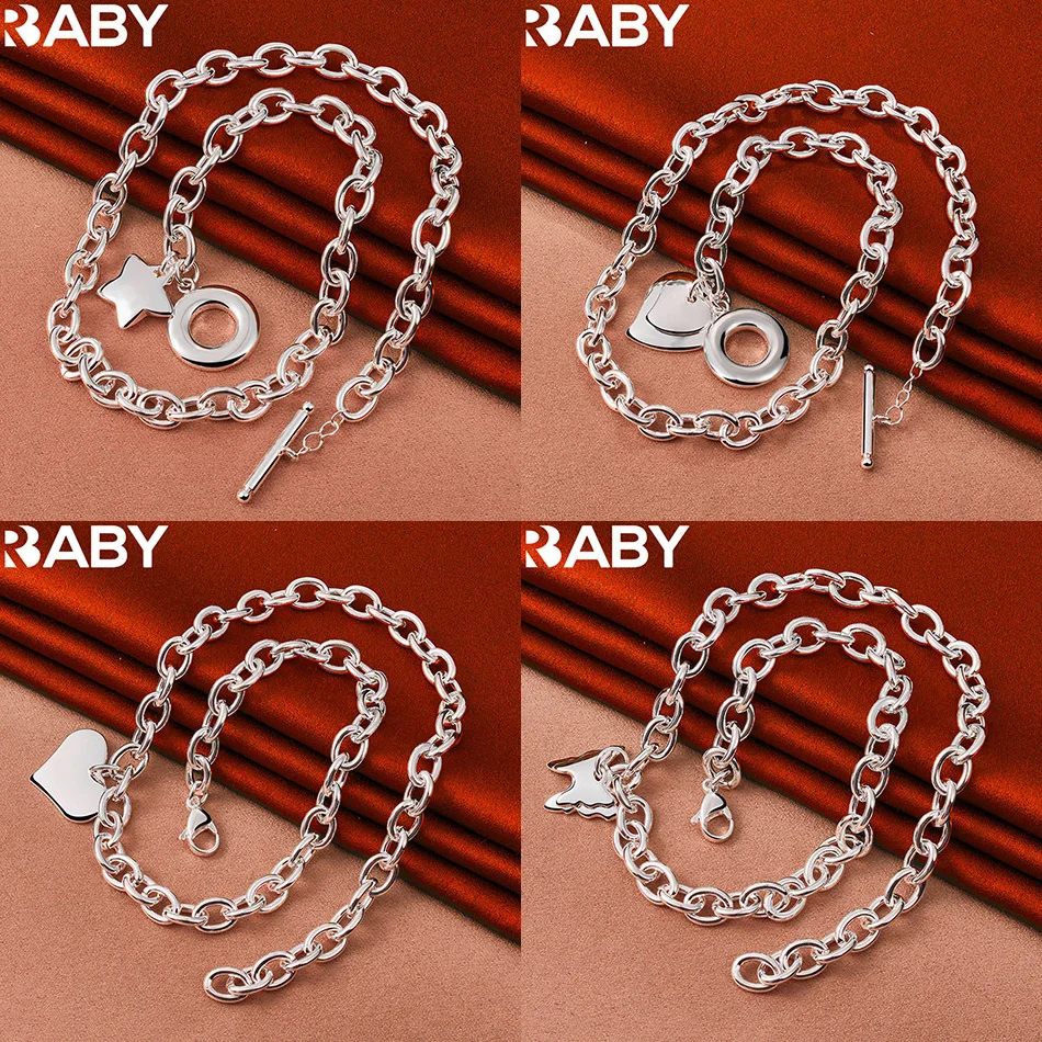 

URBABY 925 Sterling Silver 45cm Geometric Necklace For Women Men Charm Trend Birthday Gifts Fashion Party Fine Jewelry