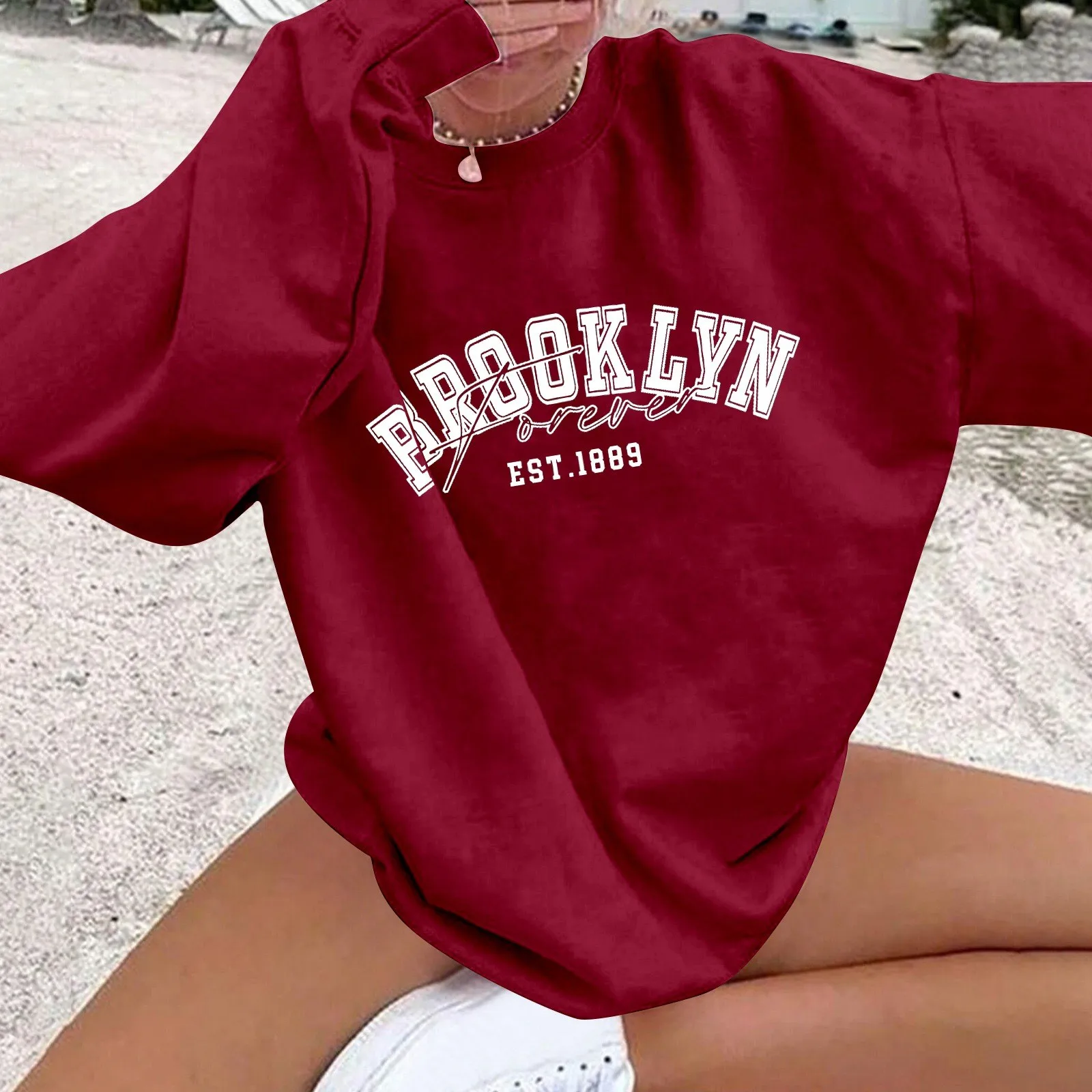 

Women'S Loose Thin Fleece Letter Printed Casual Hoodie Round Neck Long Sleeve Loose Comfortable Hoodie Casual All-In-One Hoodie