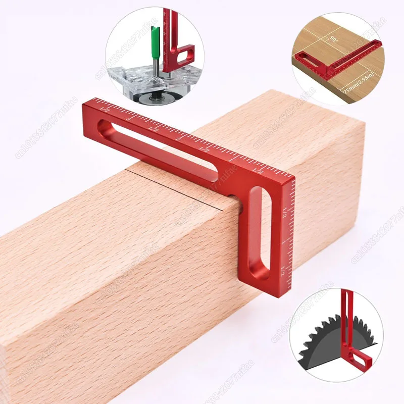 

100MM Woodworking Right Angle Ruler Aluminum Carpenter Square Measuring Height Ruler 90° Right Angle Calibrator for Wood Work