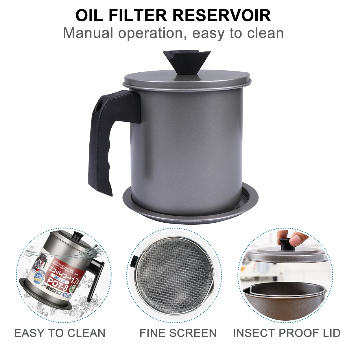 

Filter Stainless Pot Steel Oil Can Storage Jars Leakproof Kitchen Tool Stainless Steel Oil Can Restaurant Grease Strainer