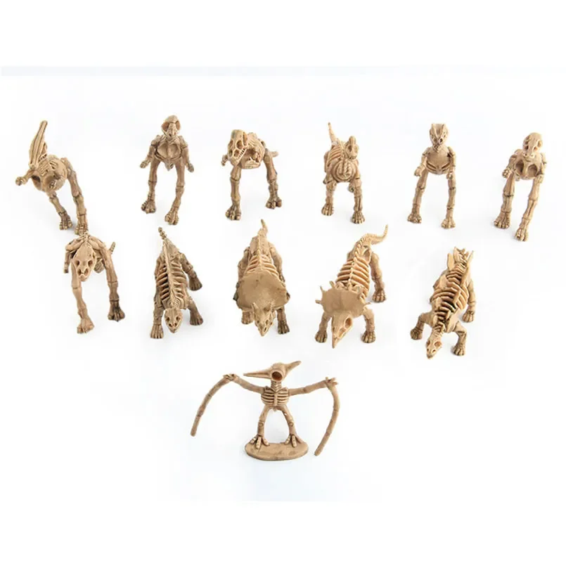 12pcs/set Dinosaur Skeleton Model Toys Fossil Skeleton Simulation Model Set Mini Action Figure for Children Birthday Boys Gifts