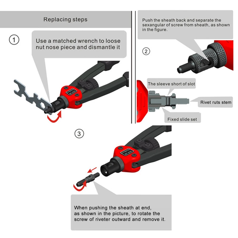 Imagem -05 - Ferramenta Riveter Gun com Mandril Intercambiável Porca Roscada Rebite de Perfuração Ferramenta Manual Peça Sobresselente M3-m12