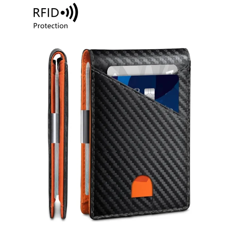 

Minimalist men's wallet anti-theft brush double fold cross front pocket portable card holder 12 card multifunctional wallet