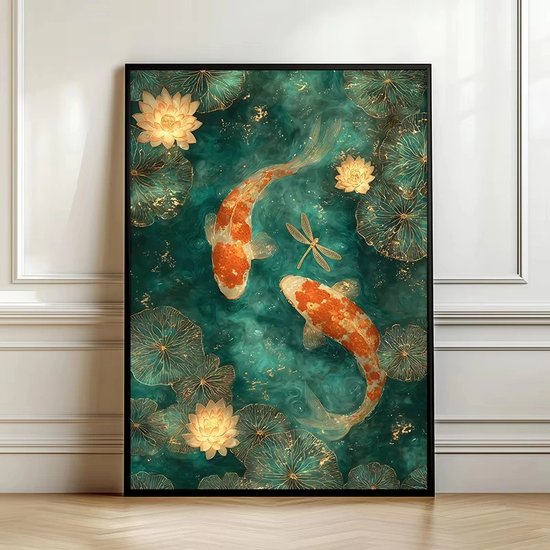 Jigsaw Puzzle for Adults 500/1000/1200/2000PCS Crane Koi Pond Artwork Mindful Game Stress Relief Decor Gift Frameless