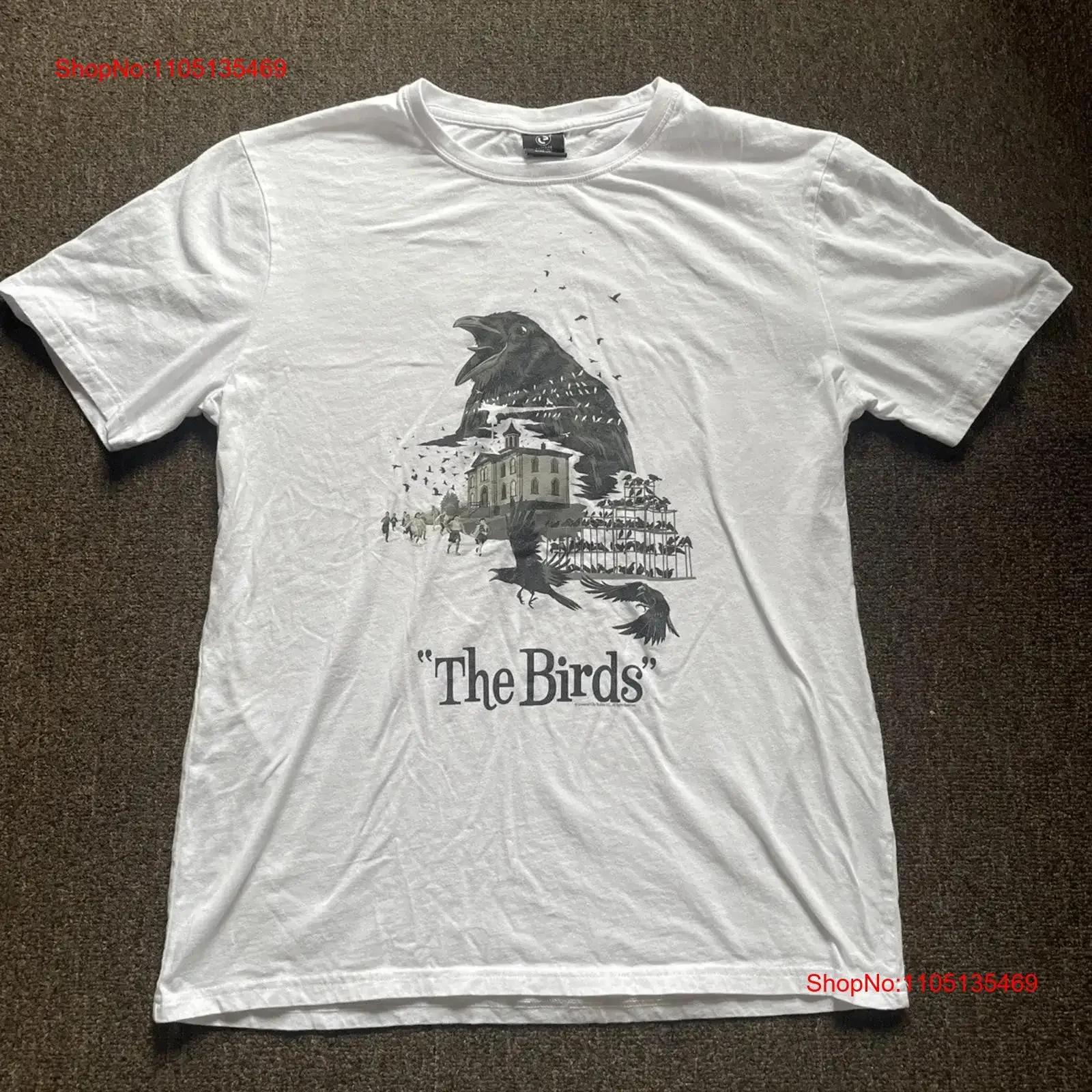 

Футболка Альфред Хичкок с птицами, размер L, винтажная стираная дизайнерская одежда, мягкая модная уличная одежда с графическим рисунком, удобная