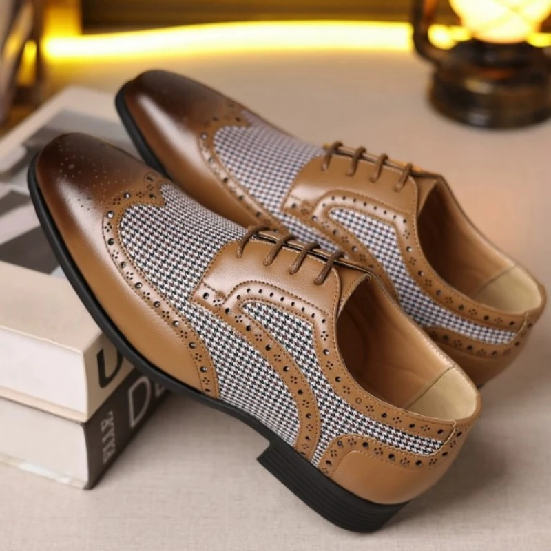 

Fashionable Men's Shoe Splicing Design Versatile Business Leather Shoes Casual Breathable Wedding Shoes Trend Zapatos Hombre