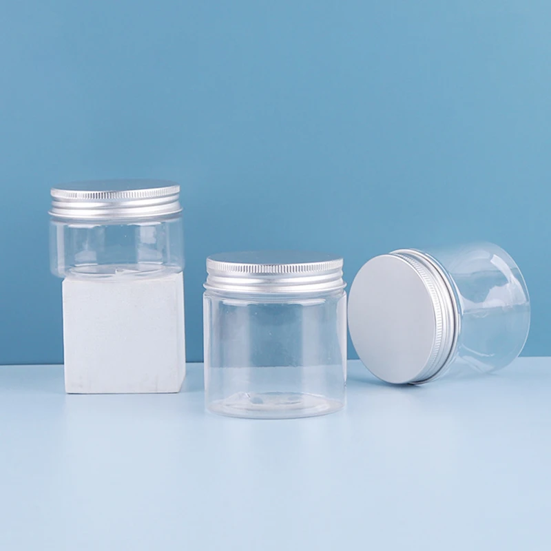 90ml~630ml Clear Plastic Mason Jars With Aluminum Screw Lid Food Storage Sealing Container Tea Candy Cookie Food Sealed Bottle