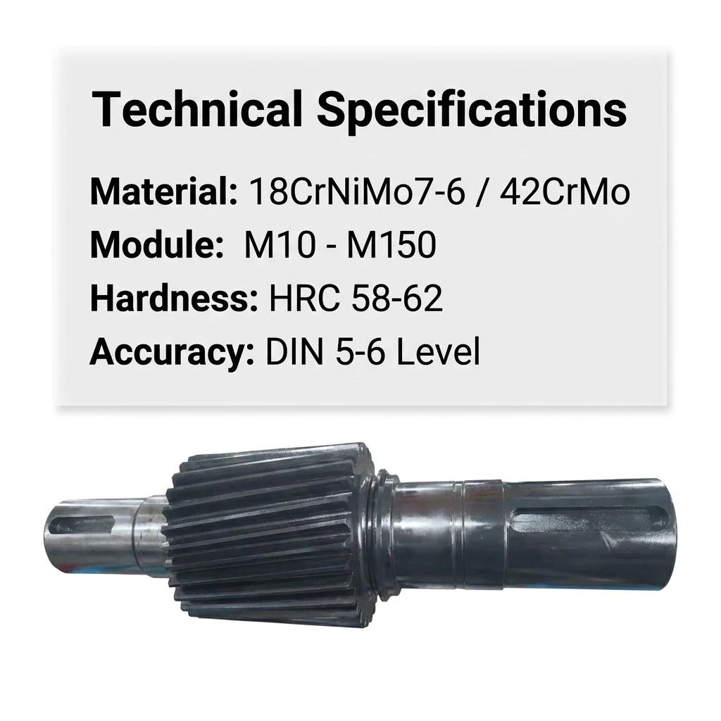 Factory Custom Large Module Long Size CNC Machining Gear Shafts for Rotary Kiln & Mill with OEM Service Forged Steel