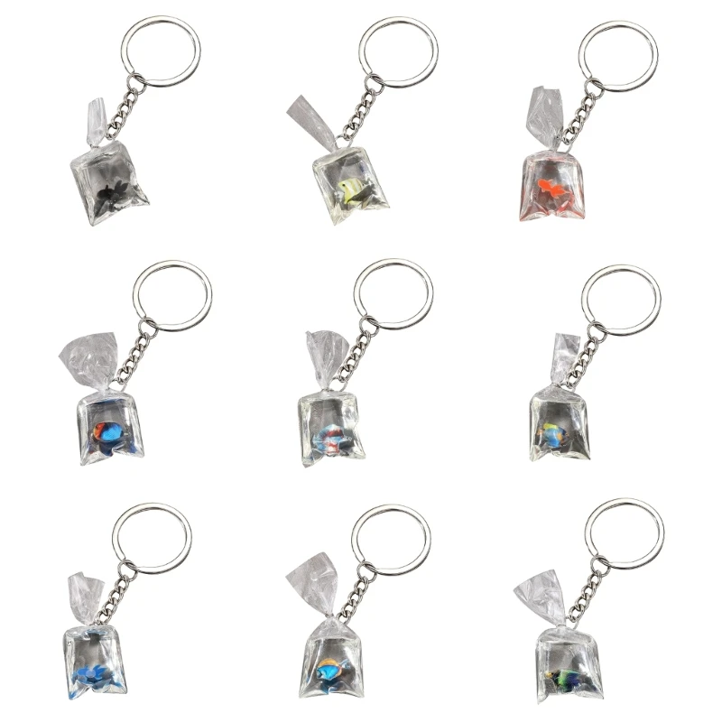 Transparent Water Bag Keychain Pendant Accessory Unique Marine Animals Pendant Keyring Charm for Bag Box Car Key Jewelry Y08E