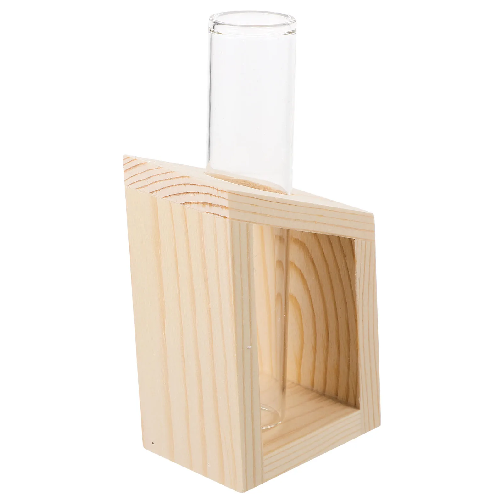 

Clear Test Tube Vase Plant Terrarium Propagation Station With Wooden Stand Small Glass Flower Vase For Home Office Decor Desktop