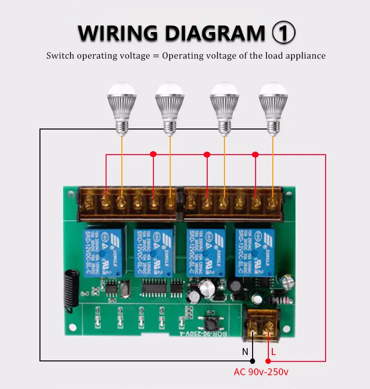 5pcs 220v 1/2 Way 50m Indoor Wireless Remote Control Light Switch 10A Relay Wireless Rf Remote Control Switch for Home Appliance