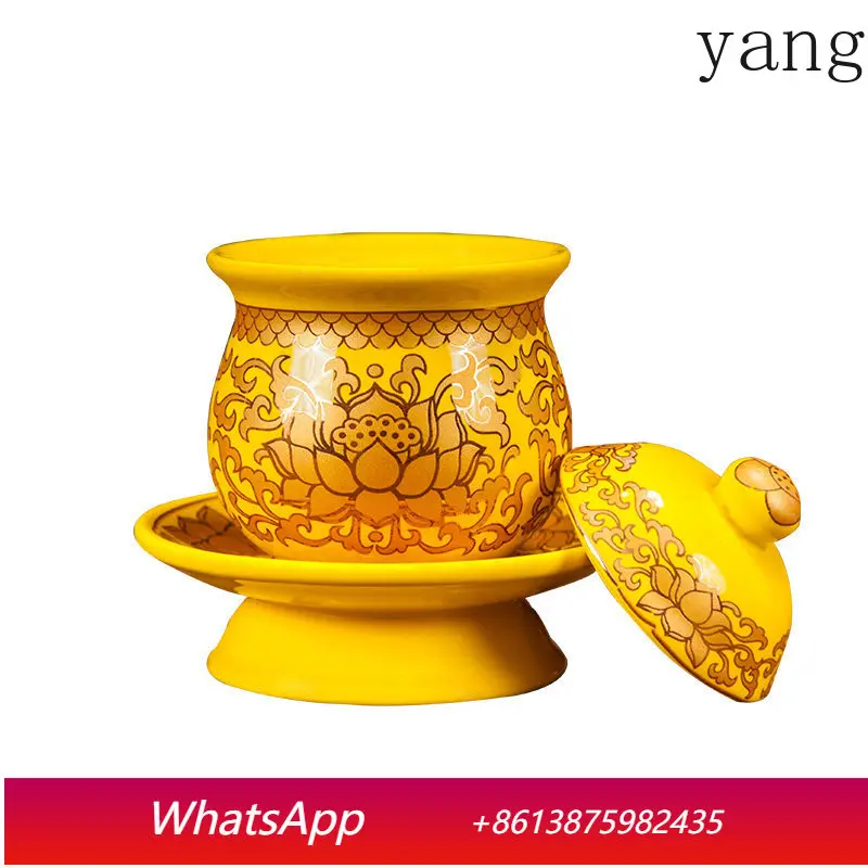 CX F Hall Supplies Ceramic F Front Wordless Water Supply Cup Great Compassion Mantra Lotus Supply