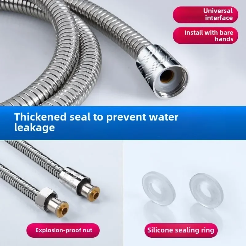 Stainless Steel Shower Hose Long Bathroom Shower Water Hose Extension Plumbing Pipe Showerhead Tube Bathroom Accessorie