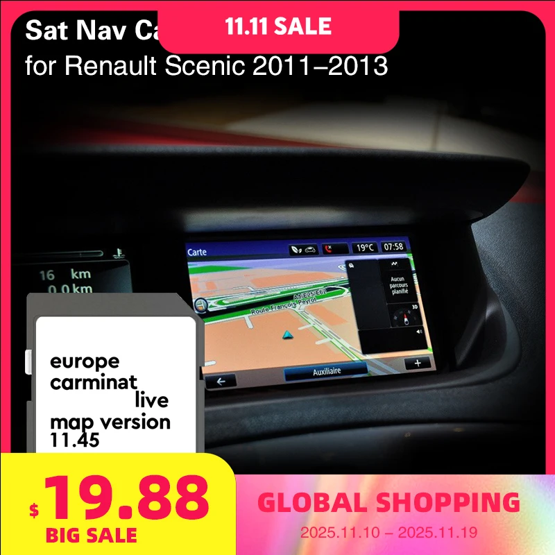 

Compatibile for Renault Scenic 2011 2012 2013 Carminat Live 11.45 Map Cover Lithuania Portugal Ireland Europe GPS SD 8GB Card