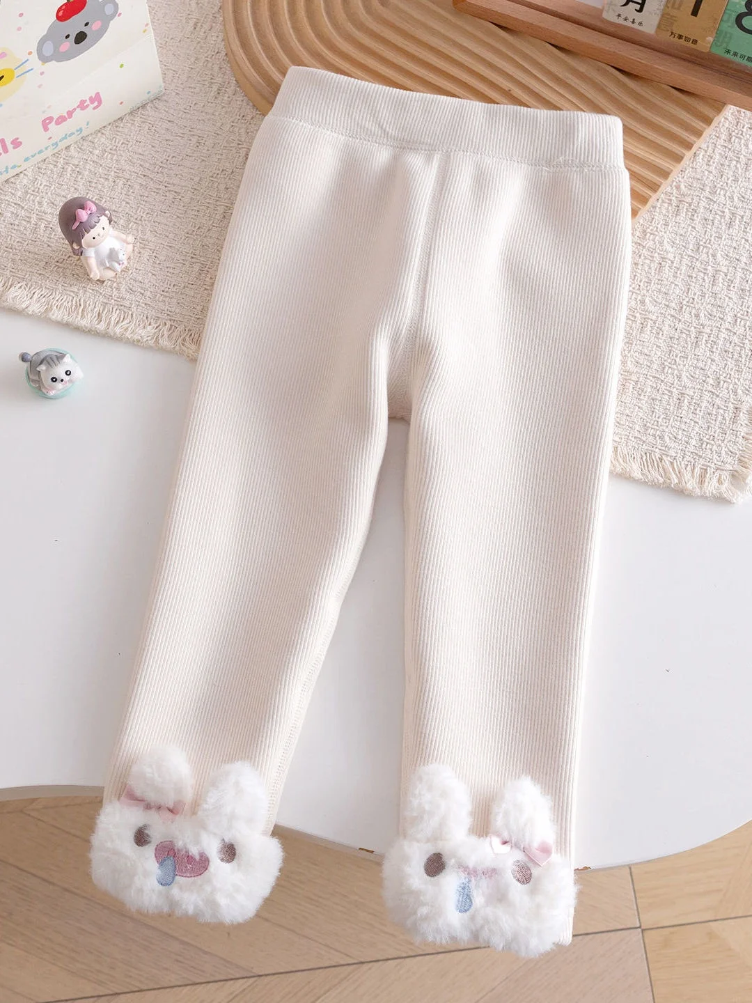 여아용 겨울 기모 안감 만화 토끼 바지 따뜻한 신상 2025 패션 아동복 부드러운 소재