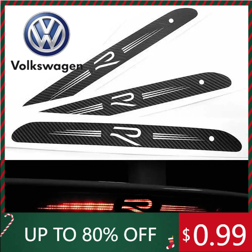 

2026 Hot For VOLKSWAGEN VW Carbon Car Rear High Brake Light Lamp Brand Sticker Pad for Volkswagen VW New R Line Logo GTI Golf Je