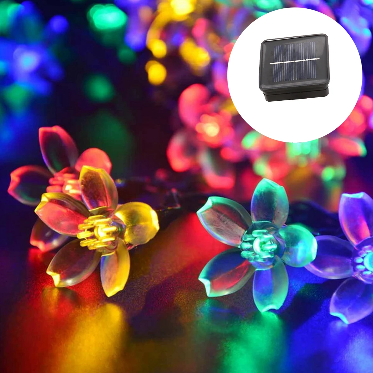 

Solar String Lights 50 LED Cherry Flower Outdoor Solar Powered Lights for Patio Garden Wedding Party Decoration (Multi-Color)