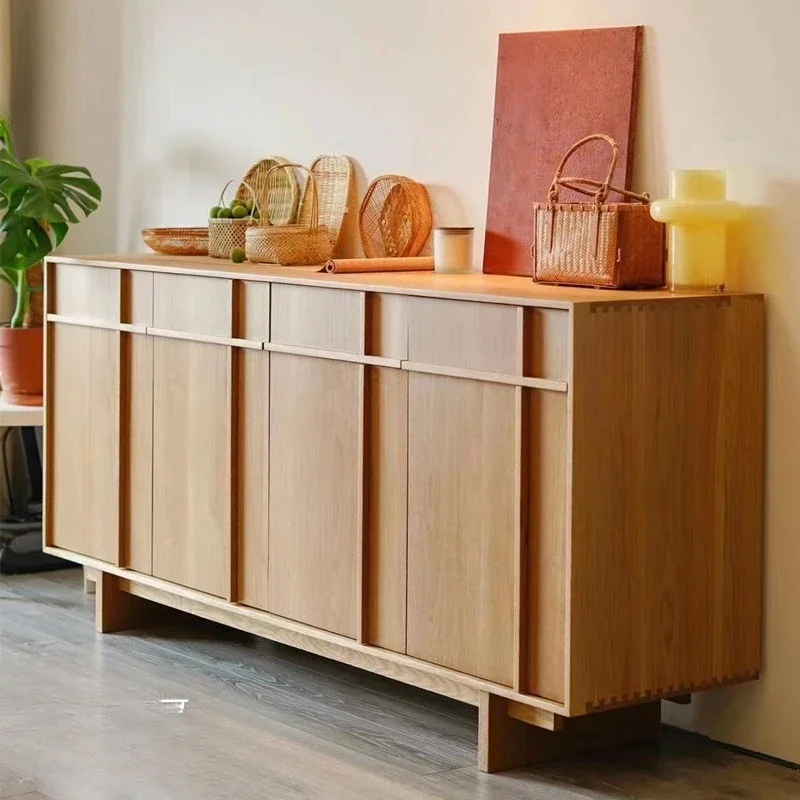 

Nordic side cabinet, white oak solid wood modern simple cupboard