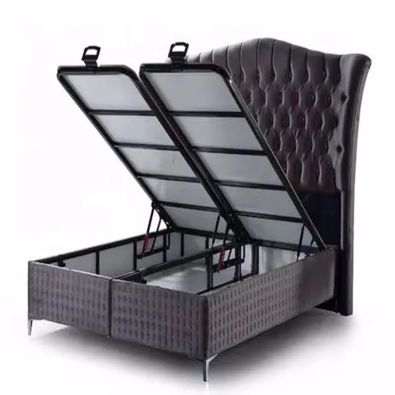 Modern European hotel bed The latest double bed design, solid wood soft European style