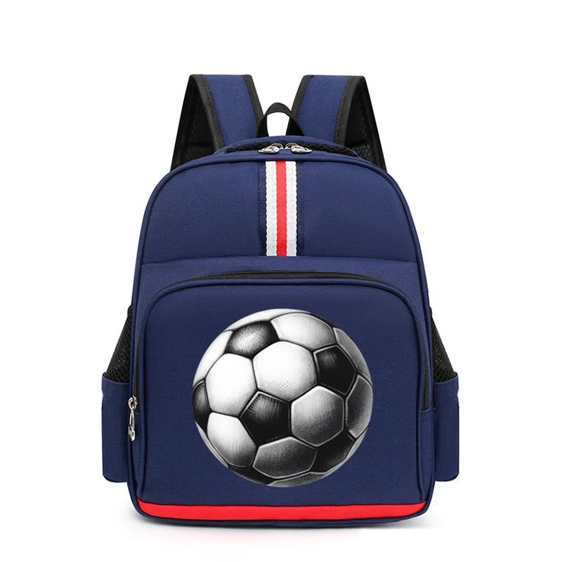 Backpack for Kindergarten Boys Girls New Football Print Shoulder Schoolbag Watercolor Soccer Zipper Bookbag Ball Kids Backpack