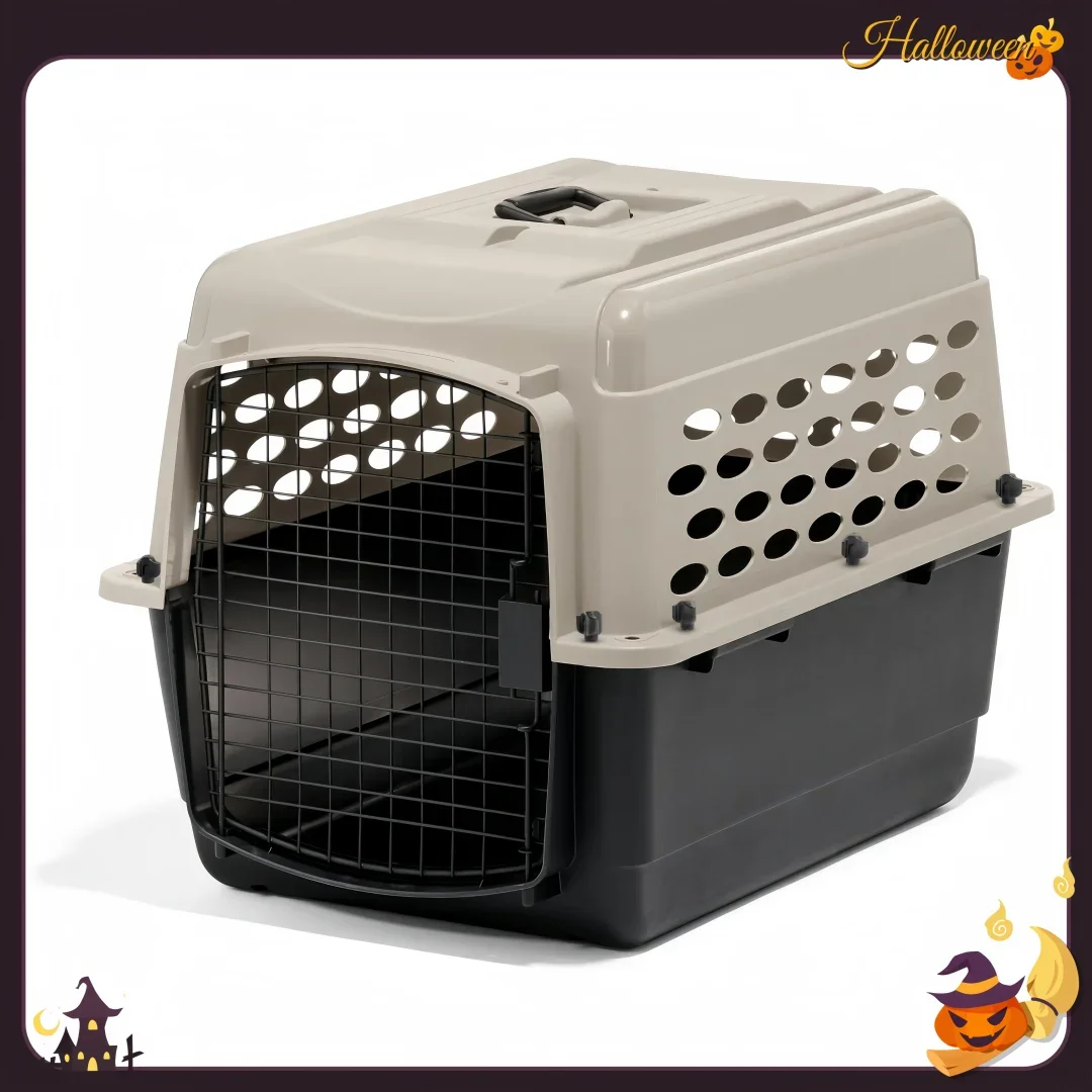Caixa para cães pequenos aprovada pela companhia aérea |   Animais de estimação de 20-30 libras |   Canil portátil cinza com porta e alça seguras para viagens, uso doméstico