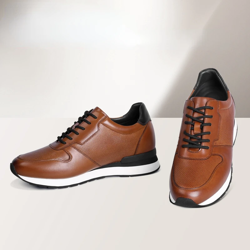 Invisible Height Increasing Shoes for Mens Spring/summer Increased 8cm Genuine Leather Breathable Casual Sports Soft Soled Shoes