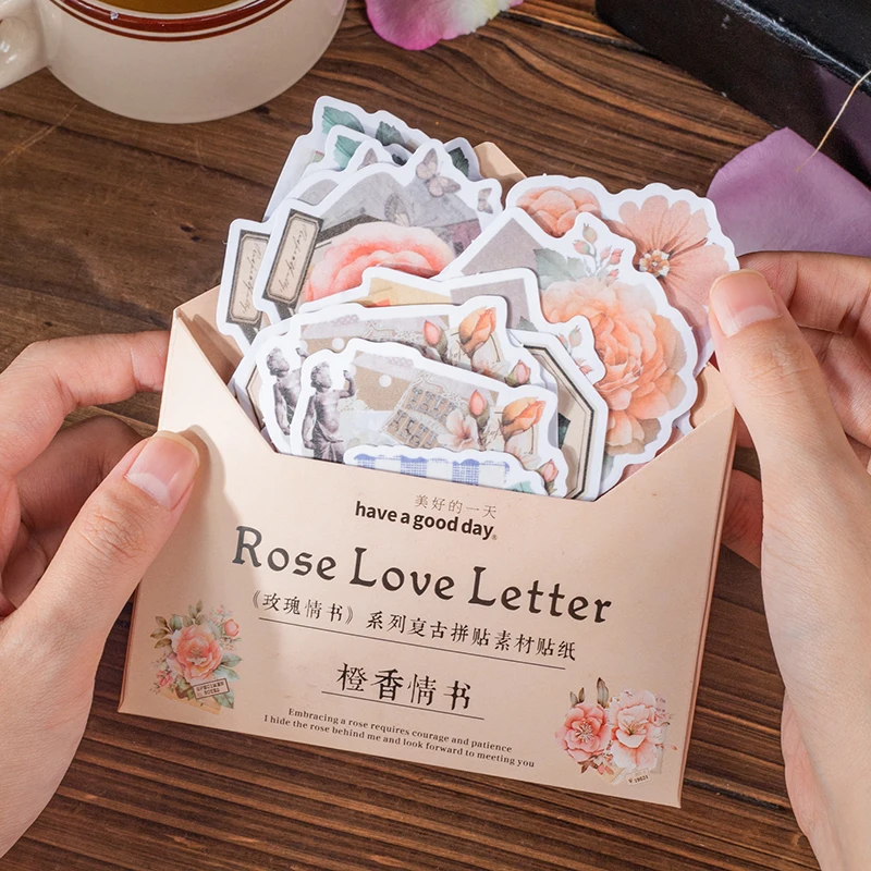 40 pcs Vintage Rose theme Stickers pakc Decorative Diary Album Adhesive Diy Hand Account junk journal supplies Sticker