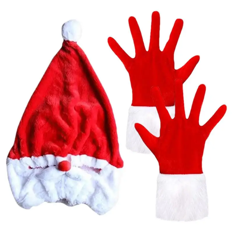 Santa Claus Motorcycle Helmet Cover Christmas Gloves Set Funny Plush Helmets Protective Cover Motorbike Helmet Accessories