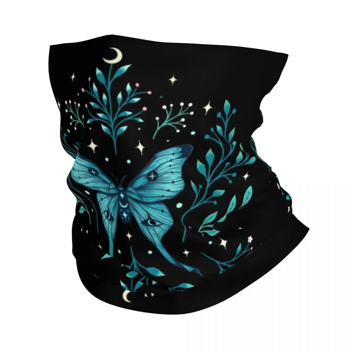 Mystical Moon Moth Neck Gaiter Women Men UV Protection Winter Gothic Witch Occult Witchcraft Bandana Scarf for Cycling