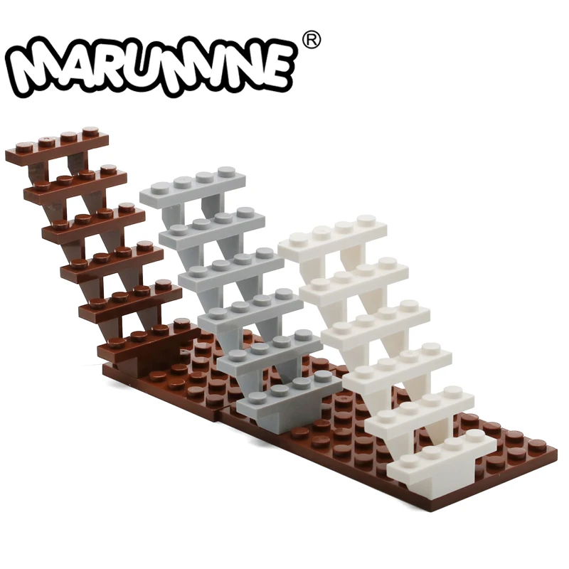 

Marumine Staircase MOC Bricks 7x4x6 House Stairs 5PCS Straight Open 30134 Steps Ladder Modular My City Building Block Particles