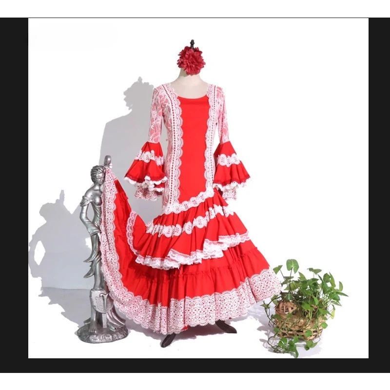 customized Flamenco Dance Dress Performance clothing sevillanas andaluz traje de sevillana manton de flamenca vestido sevillana