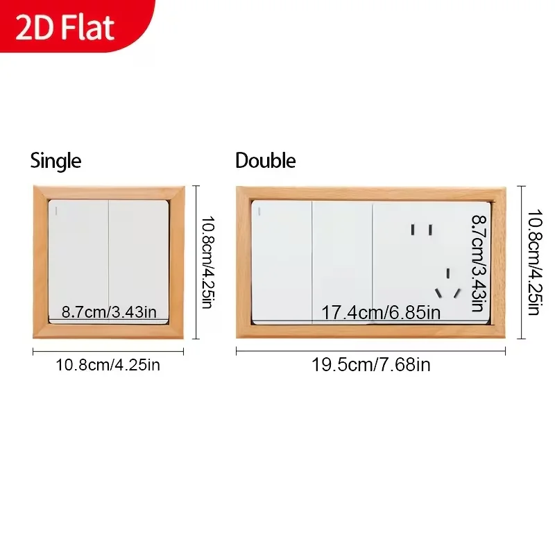 1PC 2D Flat Beech Wood Switch Frame, Simple Decorative Frame for Solid Wood Wall Sockets, Suitable for Living Rooms, Bedrooms