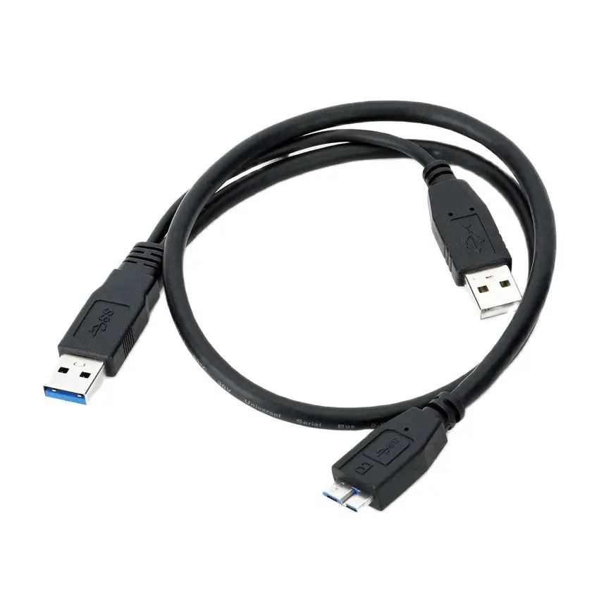 USB 3.0 Dual Power Y Shape 2 X Type A To Micro B Super Speed Cable External Hard Drives Extension Wire Connector