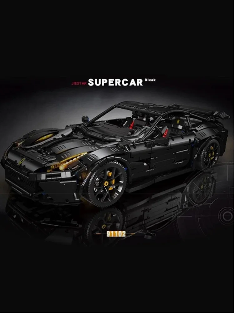 Klemmbausteine Auto Luxusauto Bausteine Technik Speed Schwarzer Supersportwagen Montagemodell Ziegelsteine Heimdekoration Kreatives Spielzeug Geschenke für Erwachsene und Kinder 3097 Teile