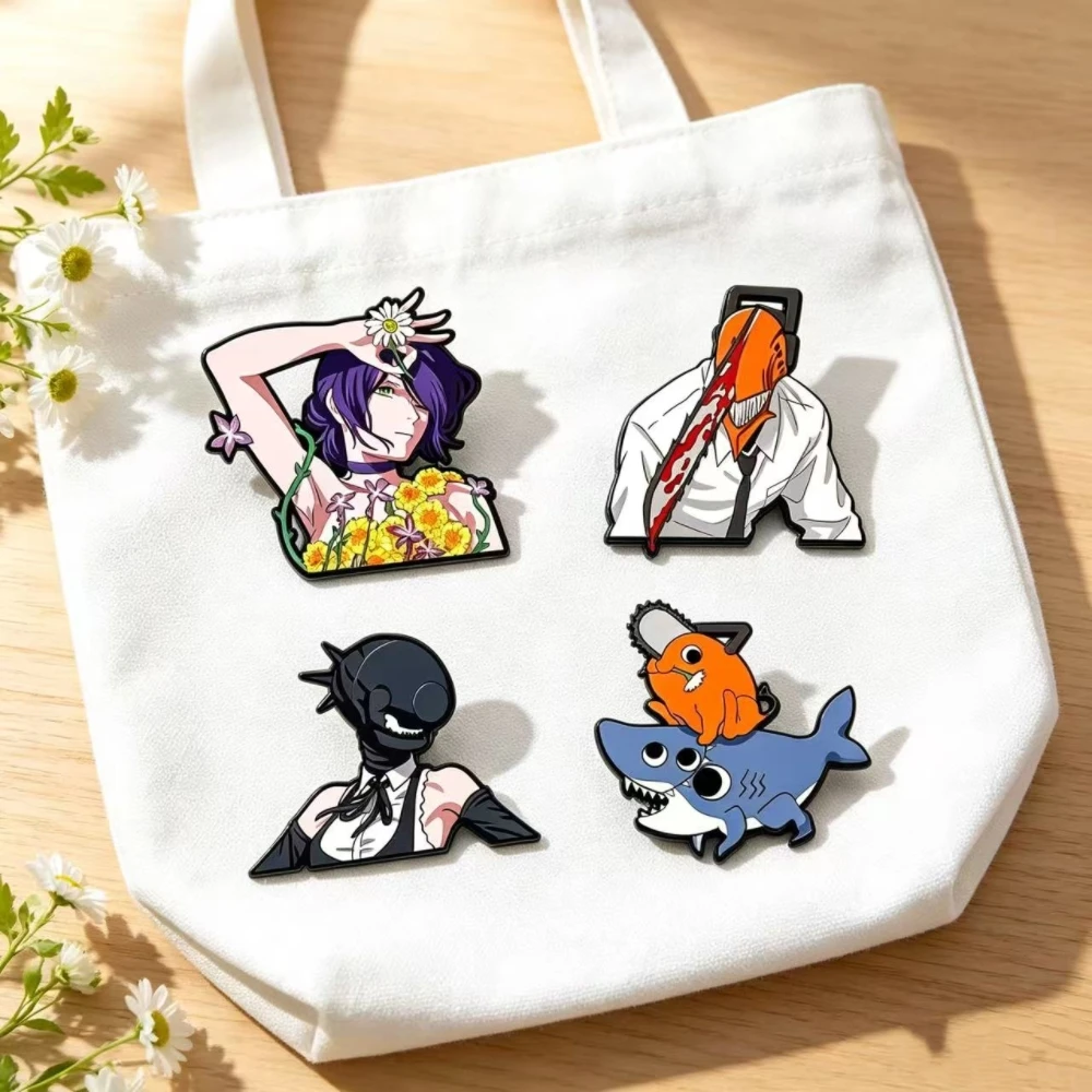 4Pcs Set Anime Character Metal Brooch, Trendy Anime Enamel Badges, Accessory Pins for Clothing & Backpacks