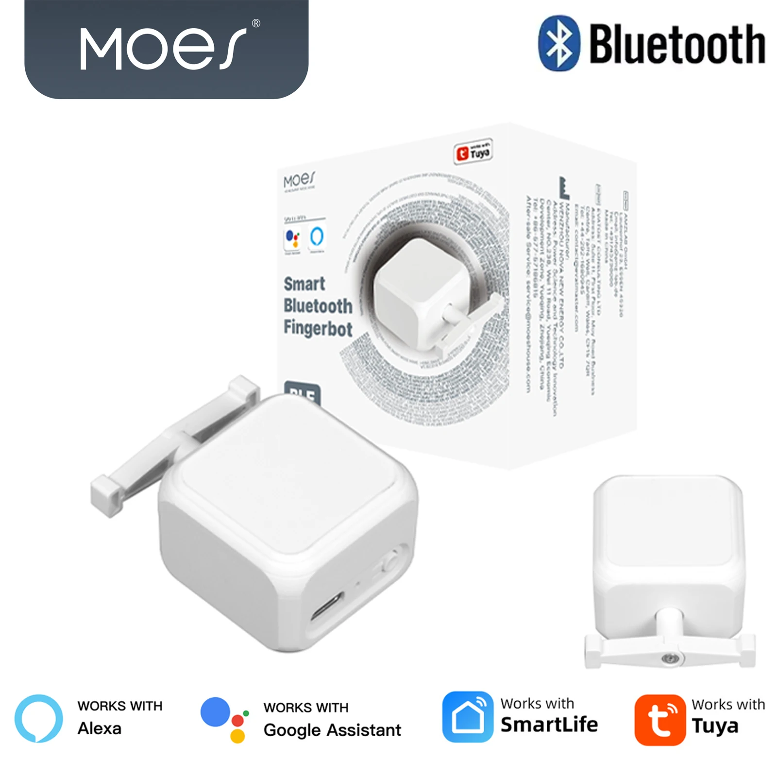 

MOES Tuya Smart Bluetooth Finger Robot Warp Кнопка переключения Приложение Smart Life с голосовым управлением через Alexa, Google Assistant