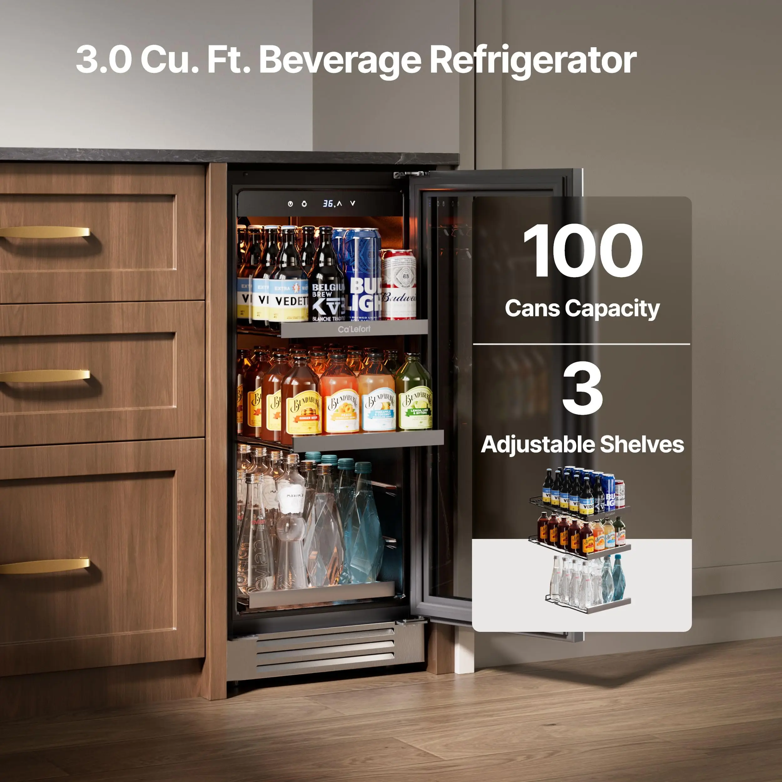 15 inch Beverage Refrigerator, 100 Can Beverage Fridge
