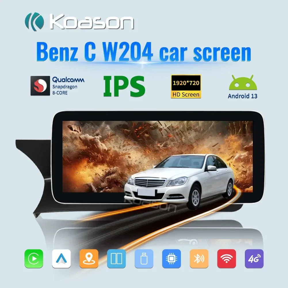 Koason Android 13 Auto Screen Wireless Carplay GPS Display for Mercedes Benz C class W204 S204 Navigation Car Multimedia Player