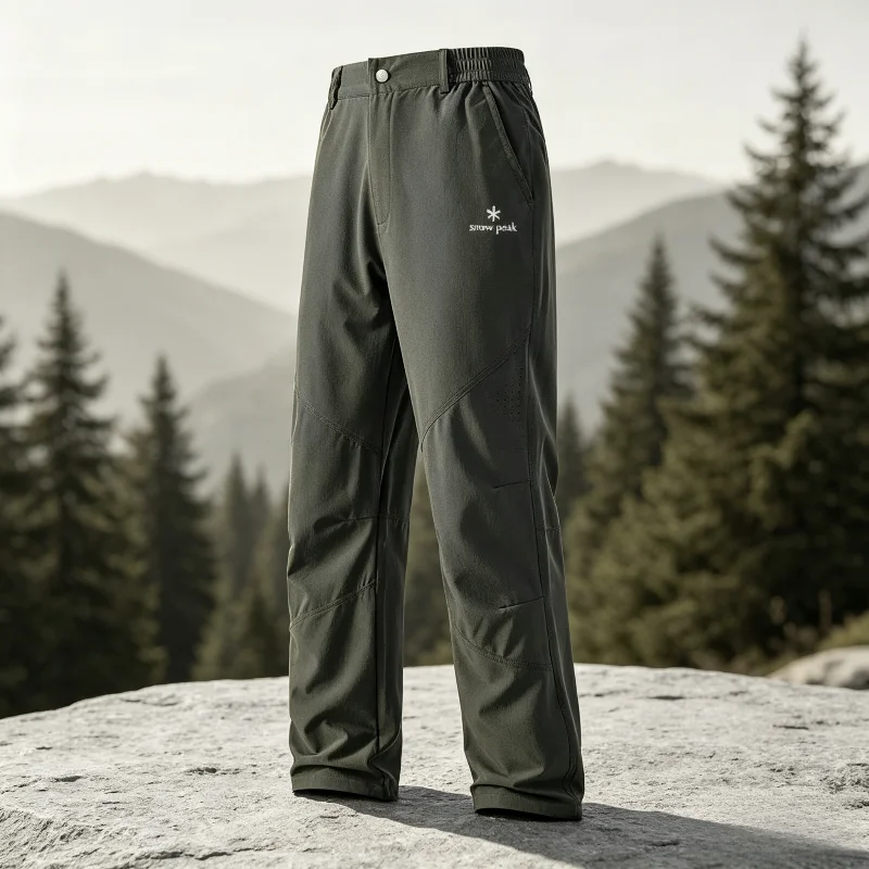 snow peak Men Pants Soft Lightweight Outdoor Sports Loose Quick Dry Trousers Elastic Waist Commuter Casual Joggers Hiking Travel