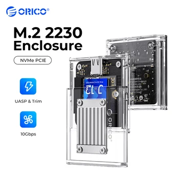 ORICO 2230 M.2 SSD NVMe 인클로저, 10Gbps 케이스, M.2-USB C타입 투명 외장 어댑터, PCIe SSD, 스팀 데크 PS SN750