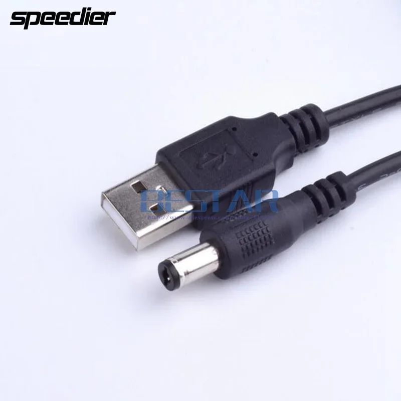 Adaptador de tomada de alimentação DC preto USB converter para DC 5.5*2.5 / 5.5*2.5mm 5.5mm x 2.5mm 5.5mm/2.5mm Jack cabo de alimentação de carregamento 1M 3FT